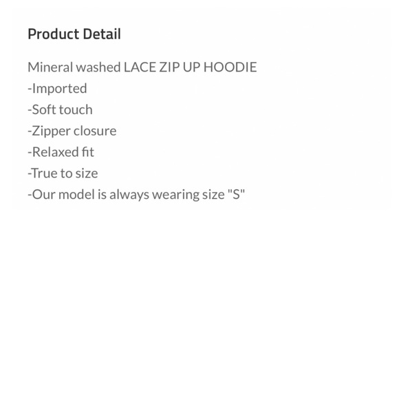 LAST ONE $58 start 60ππMineral washed LACE ZIP UP HOODIE top - Picture 12 of 12